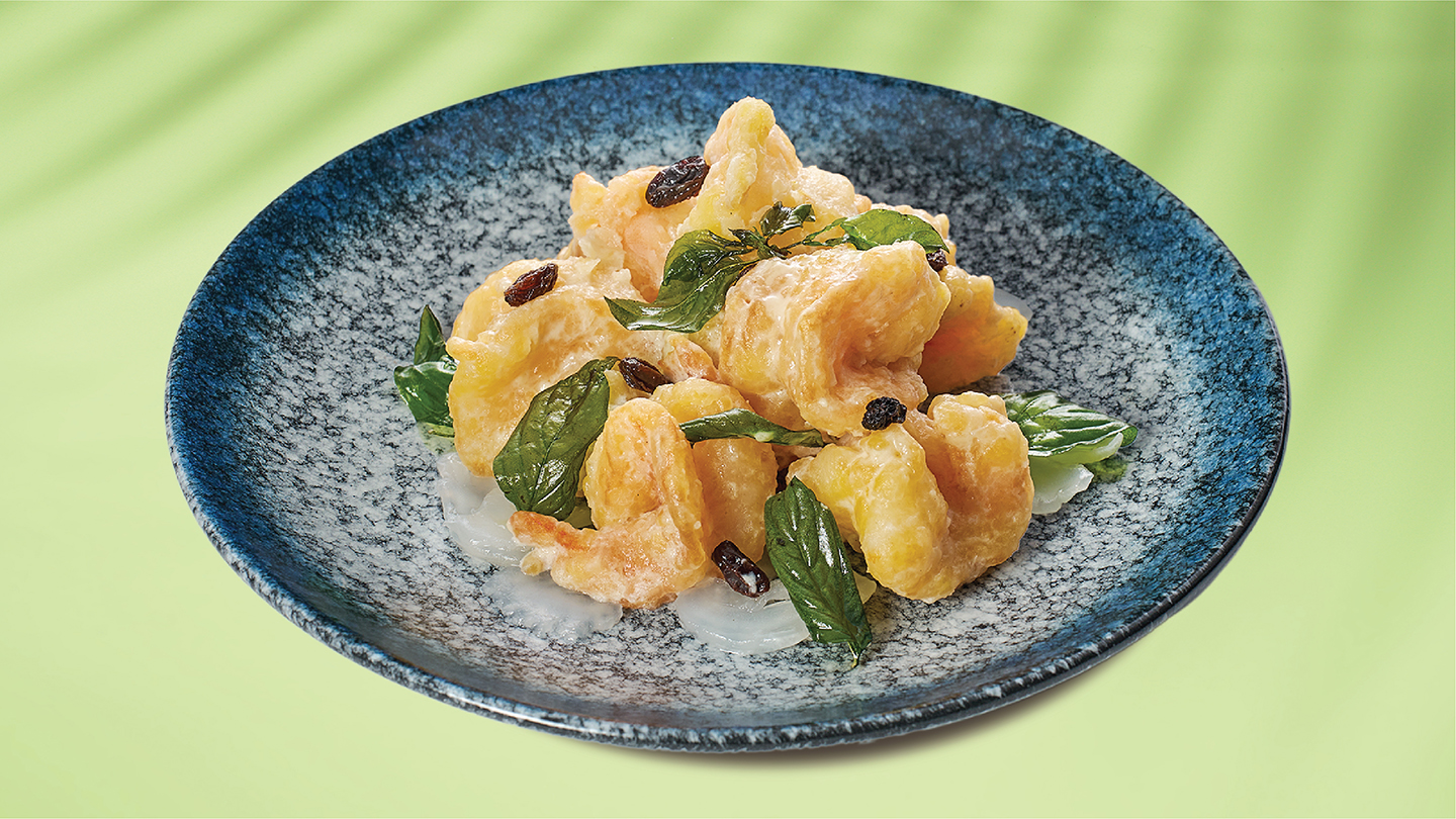 Crispy Prawn with Buttered Coconut Milk Sauce
